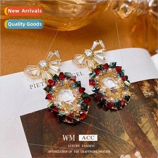 bow pearl fashion pin earrings zirconia oval lver crystal