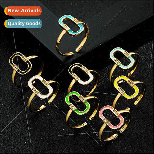 Europe new copper gold-plated zirconia micro-set drip oil ri