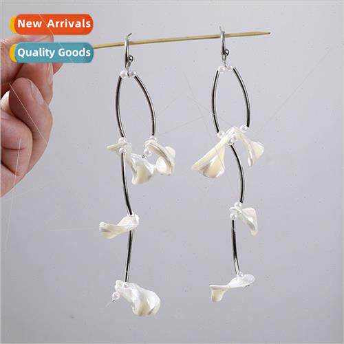 Super fairy fashion natural shell long earrings diy handmade