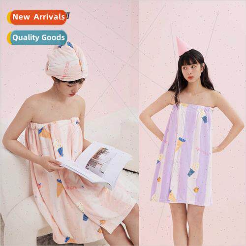 Towel Cute Cartoon Bath Skirt Bath Cap Hair Dryer Cap Wearab