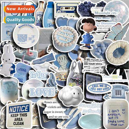 Cool blueberries 55 blue waterproof stickers handbook diy ph
