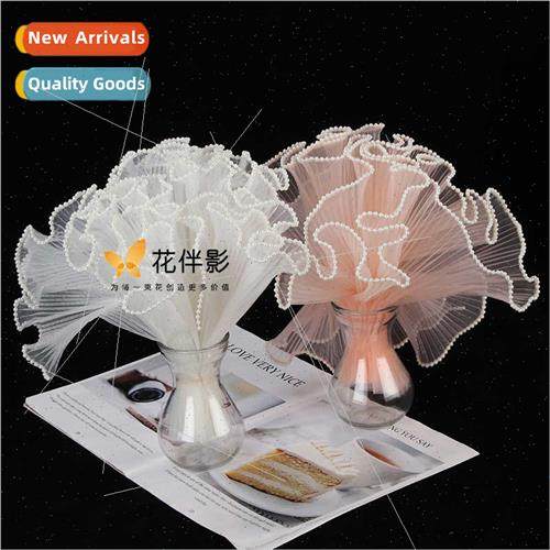 Korean pearl wave veil fresh flower bouquet wrapping mesh wr