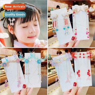 Children Hanfu super fairy headdress tassel step rock girls