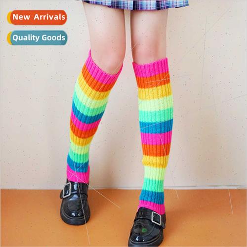 Knted autumn winter jk socks sets female fluorescent colour