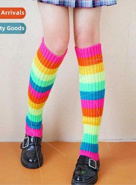 Knted autumn winter jk socks sets female fluorescent colour