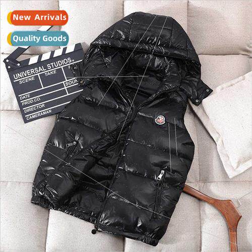 Cotton vest short hooded male tide bright surface leisure yo