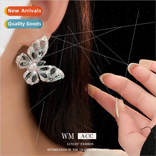 lver needle zirconia butterfly blue earrings hundred matchin