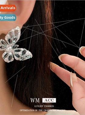 lver needle zirconia butterfly blue earrings hundred matchin