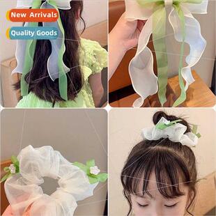 ltle girl green Children clip circle bow rope hair