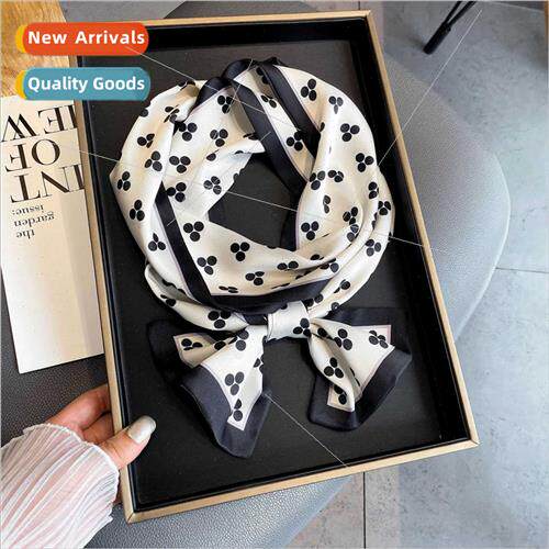 Korean  simulation silk geometric small silk scarf female fa