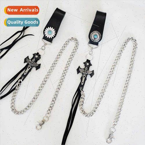 New retro cai cloth chain dark cross hip-hop pants decorativ