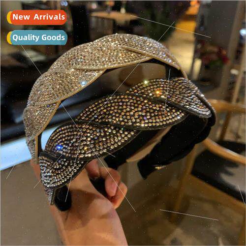 wide edge wave full diamonds hair band female sparkling rhin