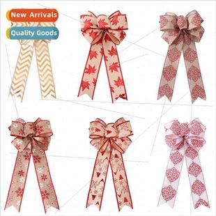 Large Snowflake Christmas Bow Deco Maple Tree Leaf