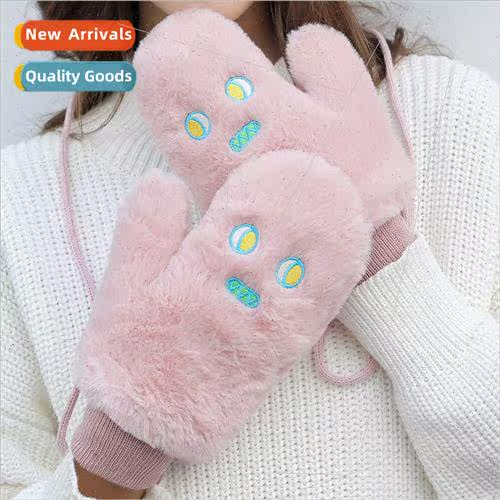 Winter plush finger gloves Ms. autumn winter padded thickene