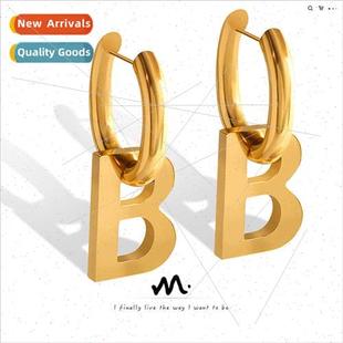 Europe Steel Creative Tanium Gold Earrings che Geometric