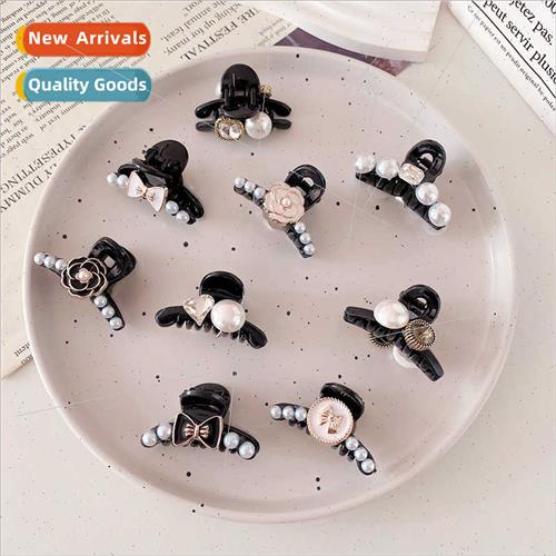 Bow tie vintage camellia flower small grab clip simple skull