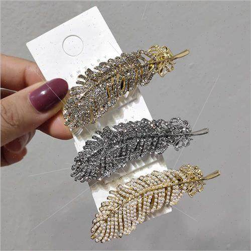 Korea hair clips retro French feather drilling pearl bangs d
