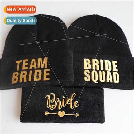 BRIDE TEAM SQUAD embroidery knted cap wool cap warm pullover