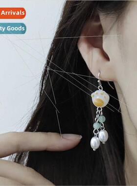 Caramel cat claw earrings Chinese retro long earrings imatio