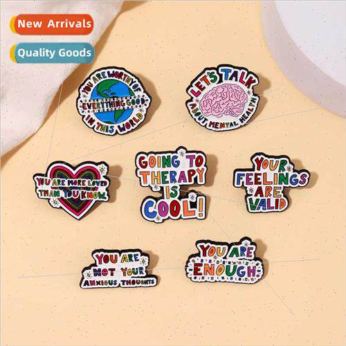 New creative colorful English phrase alloy brooch clothes ba