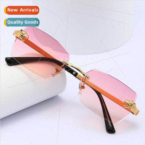 6028 fashion rimless leopard head sunglasses new square cut