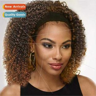 ladies short curly Hairband gradient Europe hair col wig