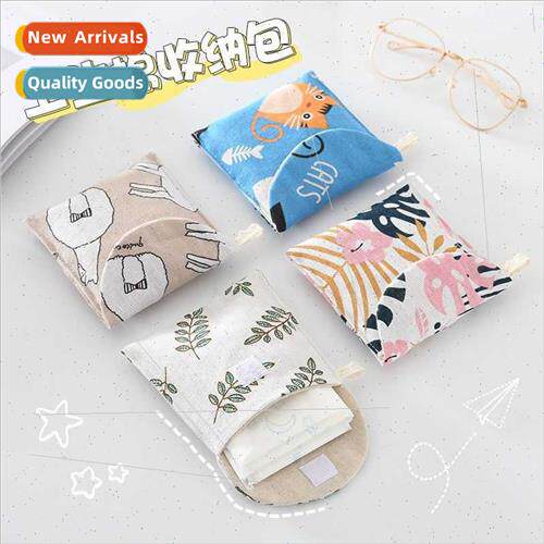 Cartoon Cotton linen Auntie Towel Storage Bag Cute Tampon Ba