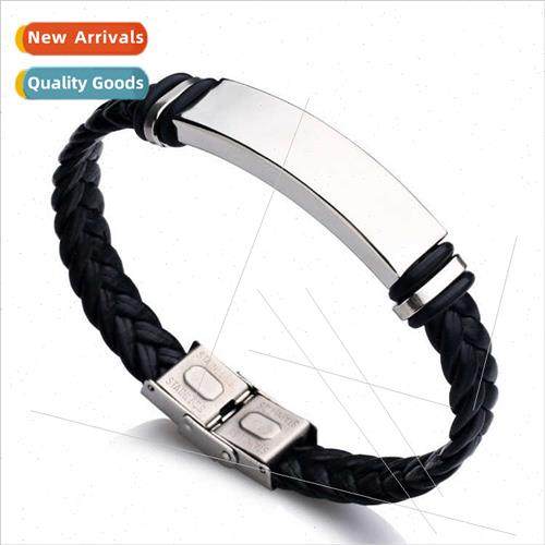 Europe new men stainless steel leather magnetic clasp braide