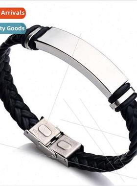 Europe new men stainless steel leather magnetic clasp braide