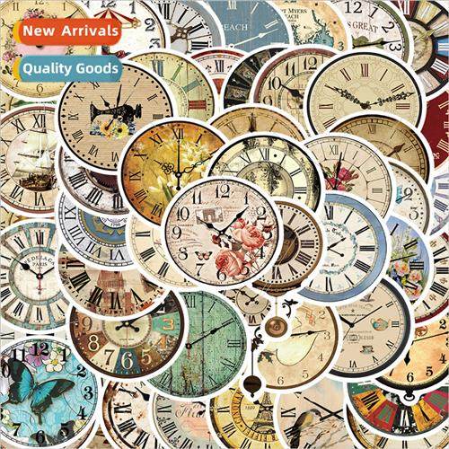 50 retro clock print stickers handbook material water cup wa