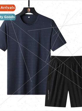 Breathable ice silk leisure sports su men stch large size sh