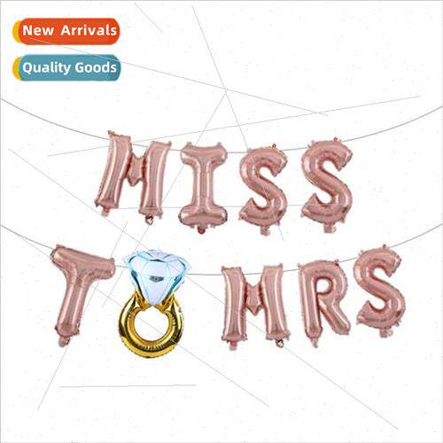 Rose Gold MISS TO MRS Diamond Ring Letter Balloon Set Weddin