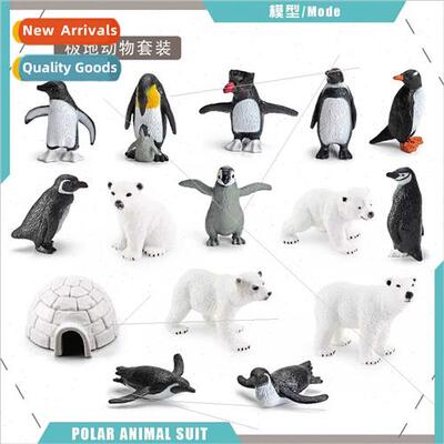Wild polar animals set model penguin polar bear igloo deskto