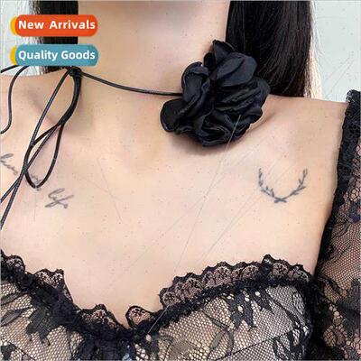 Fashion vintage French large flower chocker necklace tassel