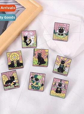 Tarot card alloy badge black cat cardboard inverted hanging