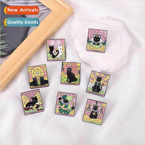 Tarot card alloy badge black cat cardboard inverted hanging