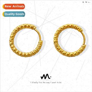 circle plat French embossed steel gold tanium niche earrings