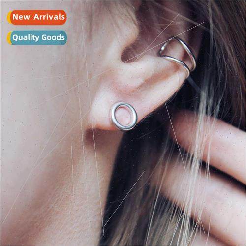 New jewelry simple stainless steel earrings female hollow ge