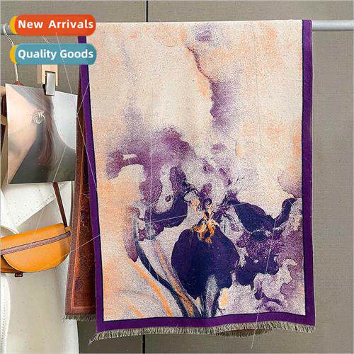 Korean  fashion imation cashmere scarf female oil painting t