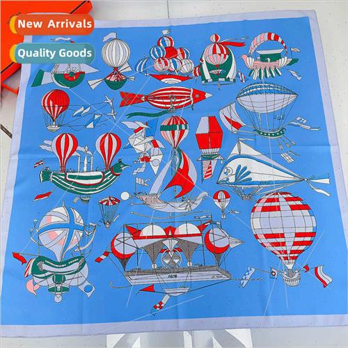2022 new nautical print handmade rolled 90 square scarf wome