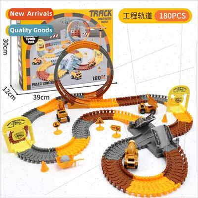 Children engineering track car Boys educational toys assembl