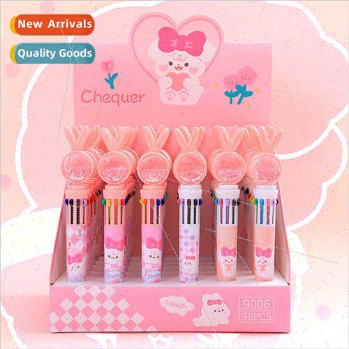 10 colors rabb ballpoint pen girl heart pink sequins ten col