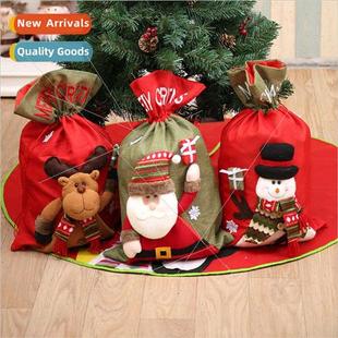 burlap Christmas gift Large Santa dimensional bag Clau three