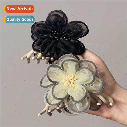 Flower new hair grab female large back head grab clip shark