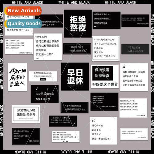 50 art ins black whe text stickers diy luggage laptop cell p