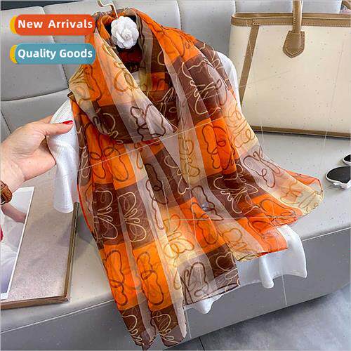 lk scarf female printing spring autumn 2023 Korean  new fash