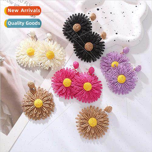 Europe retro bohemian sunflower earrings female hundred hand