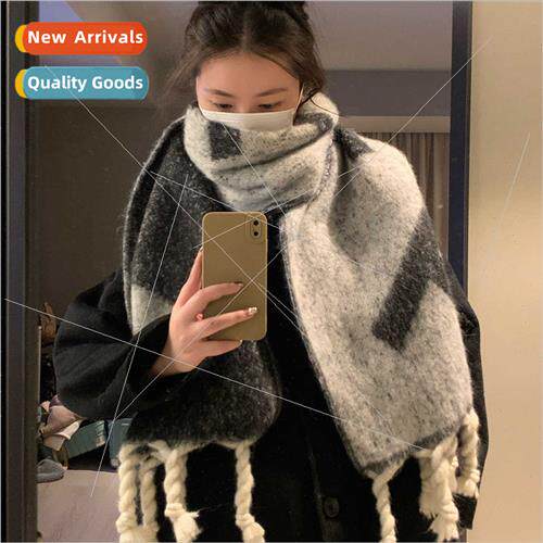 Gray mohair thickened warm scarf female winter Korean  new h