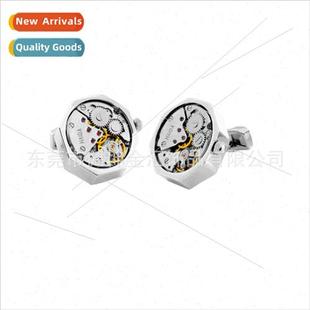 Octagonal Mechanical Watch Movement Cufflinks Punk Movement