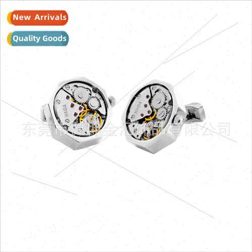 Octagonal Mechanical Watch Movement Cufflinks Punk Movement
